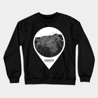 Heraklion, Greece City Map - Travel Pin Crewneck Sweatshirt